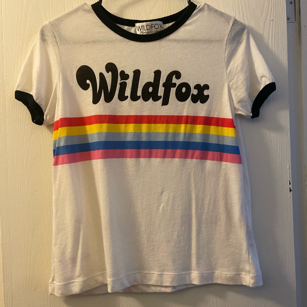Wildfox Kids Shirt with Rainbow Stripes - White